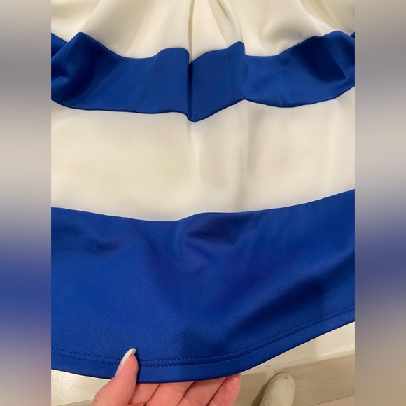 Windsor Women's White & Blue Striped Fit & Flare Strapless Dress Size Medium - Picture 7 of 7